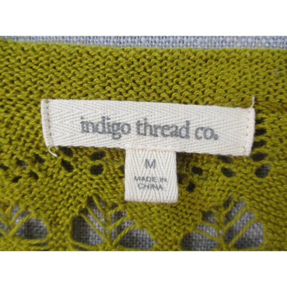 Indigo Thread Co. Olive Green Openwork Cotton Sweater Size - M - Picture 3 of 9